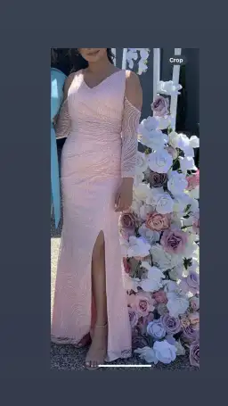 Hanni Couture Pink Beaded Dress Size 6 for rent on The Volte - image 1