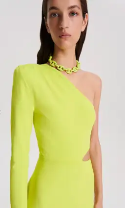 Scanlan Theodore Crepe Knit One Shoulder Gown Neon Size S/AU 8 for rent on The Volte - image 4