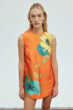 Alemais Piato Mini Dress Orange/Floral Size 12  for rent on The Volte - image 3