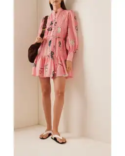 Alemais Cleo Smock Mini Dress Pink Size 14