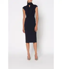 Scanlan Theodore The Crepe Knit Cravat Dress Navy Size XS/AU 6 for rent on The Volte - image 1
