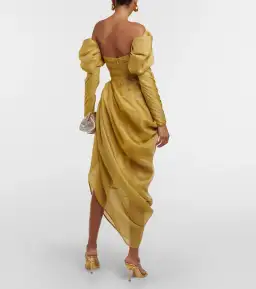 Zimmermann Sensory Drape Linen-Blend Midi Dress Green Size 10 for rent on The Volte - image 2