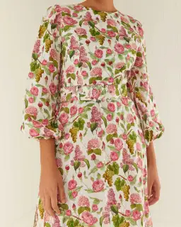 Palm Noosa Melrose Linen Long Sleeve Dress Pink Blooms Print Size 14 for rent on The Volte - image 2