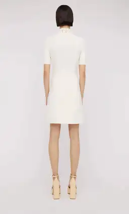 Scanlan Theodore The Crepe Knit Daisy Mini Dress Cream Size XS / AU 6 for rent on The Volte - image 3