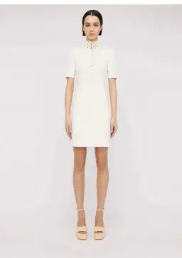 Scanlan Theodore The Crepe Knit Daisy Mini Dress Cream Size XS / AU 6 for rent on The Volte - image 1
