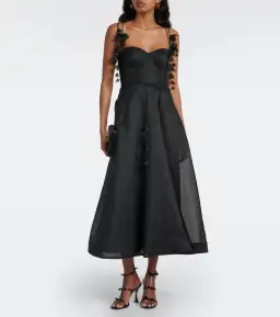 Zimmermann Natura Midi Corset Dress in Black Size 2 / AU 12 for rent on The Volte - image 1