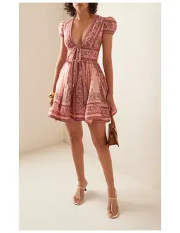 Zimmermann Matchmaker Structured Mini Dress Pink Bandana Size 3 / AU 14 for rent on The Volte - image 2