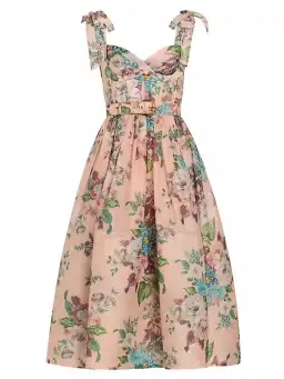 Zimmermann  Matchmaker Midi Dress Pink Barkcloth Floral Print  Size 2 / AU 12 for rent on The Volte - image 4