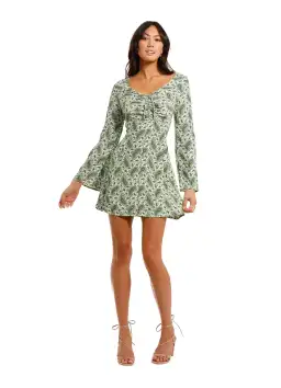 Faithfull the Brand Thomasina Dress Green Print Size 8  for rent on The Volte - image 1
