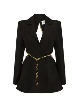 Aje Opal Backless Chainlink Jacket Black Size AU 10 for rent on The Volte - image 6