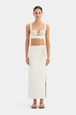 Sir The Label Atacama Bralette Size 2 & Midi Skirt Size 1 Set Natural