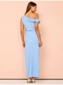 Issy Off Shoulder Flower Maxi Dress In Blue Size AU 12 for rent on The Volte - image 4