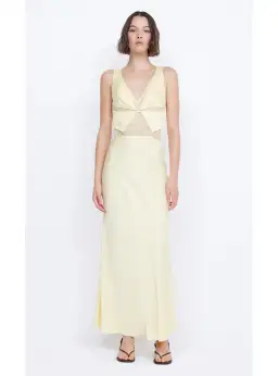 Bec & Bridge Juliette V Neck Maxi Dress Butter Yellow Size AU 8