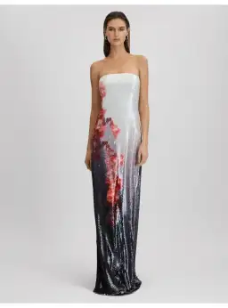 Halston Spencer Sequin Strapless Maxi Dress in Multi Size AU 8