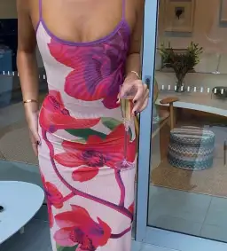 With Harper Lu Slip Dress Mesh Fuchsia Bloom Size 8 for rent on The Volte - image 4