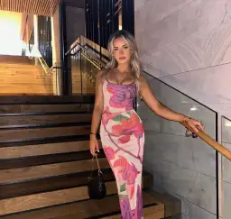 With Harper Lu Slip Dress Mesh Fuchsia Bloom Size 8 for rent on The Volte - image 2