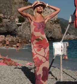 With Harper Lu Slip Dress Mesh Fuchsia Bloom Size 8 for rent on The Volte - image 6