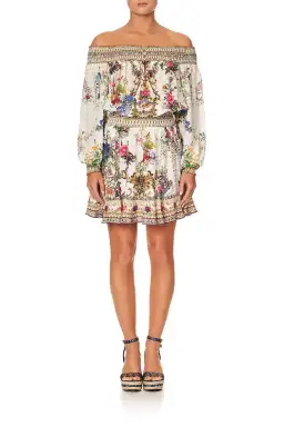 Camilla Off Shoulder Short Dress By The Meadow Print Size M / AU 12 for rent on The Volte - image 1