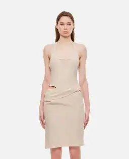 Jacquemus La Robe Hielo Asymmetric Dress Off White Size 10 for rent on The Volte - image 1