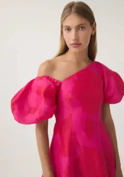 AJE Arista Tulip Sleeve Midi Dress in Florescent Rose Size 12 for rent on The Volte - image 3