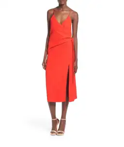 CMEO Collective Better Things Midi Wrap Dress Bright Red Size 8 for rent on The Volte - image 2