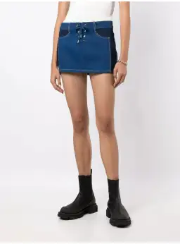 Dion Lee Lace-up Denim Mini Skirt Blue Size AU 8