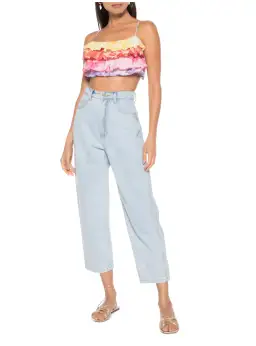 Farm Rio Flower Color Top Crop Top And Flower Colored Skirt Set Print Size S / AU 8 for rent on The Volte - image 1