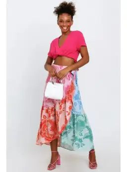 Farm Rio Flower Color Top Crop Top And Flower Colored Skirt Set Print Size S / AU 8 for rent on The Volte - image 4