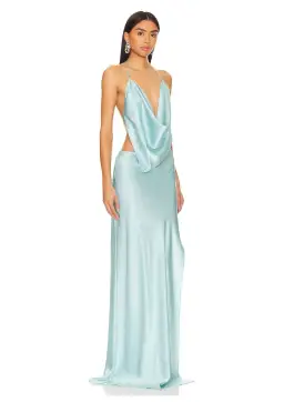 Michael Lo Sordo Iced Bias Maxi Dress Blue Size 4 for rent on The Volte - image 1