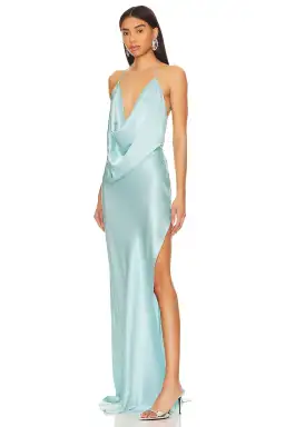 Michael Lo Sordo Iced Bias Maxi Dress Blue Size 4 for rent on The Volte - image 4