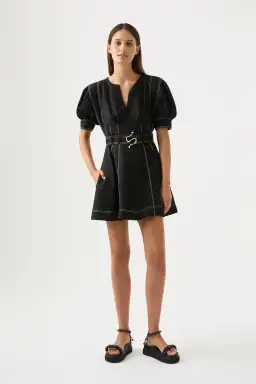 Aje Beacon Structured Mini Dress Black Size 6 for rent on The Volte - image 1