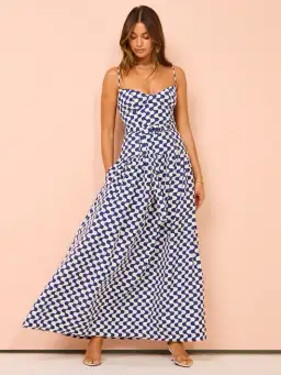 Shona Joy Erica Panelled Bustier Maxi Dress Ivory/Navy Size 14