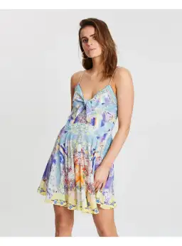 Camilla Tie-Front Silk Short Dress Printed Size M / AU 10 for rent on The Volte - image 2