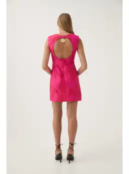 Aje Cove Pendant Mini Dress Florescent Rose Size AU 8 for rent on The Volte - image 3