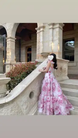 Milla Pink Peony Tenter Floral Maxi Tie-up Dress Floral Size 4  for rent on The Volte - image 3