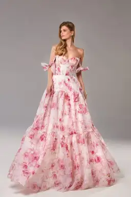 Milla Pink Peony Tenter Floral Maxi Tie-up Dress Floral Size 4  for rent on The Volte - image 1