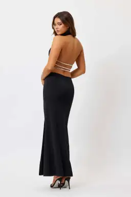 Bianca And Bridgett Sara Backless Pearl Maxi Dress Black Size 8  for rent on The Volte - image 3