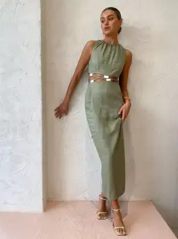 Sir the Label Mayra Deconstructed Maxi Dress In Sage Size 6 