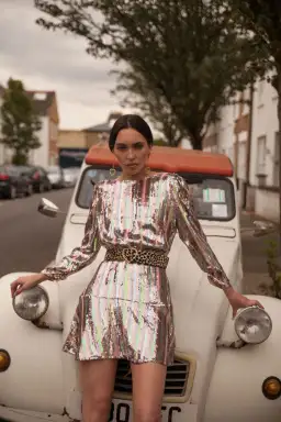 Rixo Kyla Sequin Mini Dress Multi Size 8