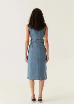 Aje Darcie Denim Midi Dress 90's Wash Size 16  for rent on The Volte - image 2