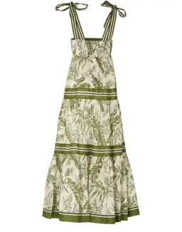 Zimmermann Empire Tie Shoulder Dress Palm Print Green Size 0 / AU 8 for rent on The Volte - image 4