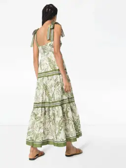 Zimmermann Empire Tie Shoulder Dress Palm Print Green Size 0 / AU 8 for rent on The Volte - image 2