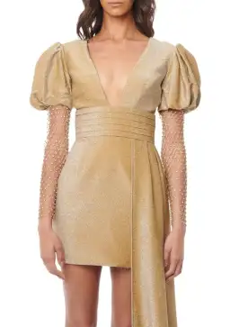 Eliya The Label Carla Mini Dress in Gold Size X-Small / AU 6 for rent on The Volte - image 3