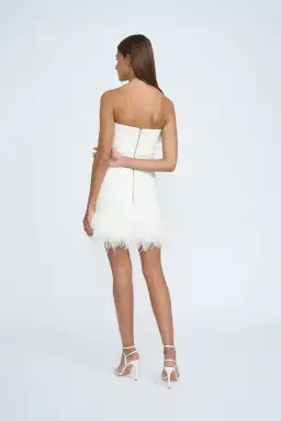 By Johnny Feather Mini Dress White Size 10 for rent on The Volte - image 4
