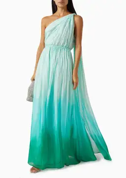 Leo Lin Adriana One Shoulder Maxi Dress Ombre Turquoise Size 14 for rent on The Volte - image 1