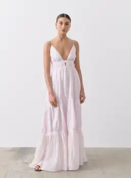 Joslin Liana Linen Ramie Maxi Dress Pink Size 8