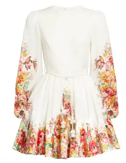 Zimmermann Mae Embellished Floral Print Linen Mini Dress Ivory Size 0P / AUS 6P for rent on The Volte - image 4