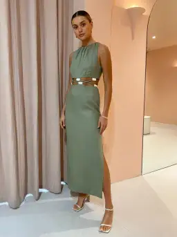 Sir the Label Mayra Deconstructed Maxi Dress In Sage Size 1 / AU 8