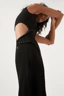 Aje Arp Cut Out Knit Midi Dress Black Size M / AU 10 for rent on The Volte - image 3