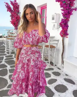 Sheike Ditsy Floral Top & Skirt Set Pink Size 14 for rent on The Volte - image 6